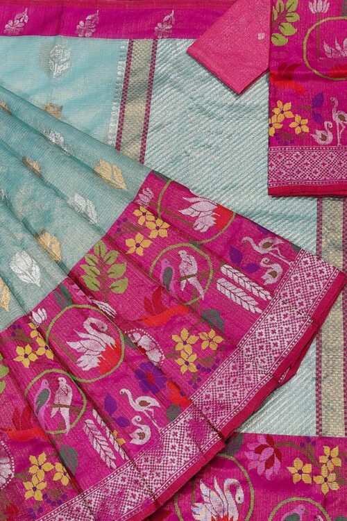 PURE GOLD TISEUE BIG PAITHANI BORDER  ZARIKOTA HANDLOOM SAREE WITH BLOUSE_T-163