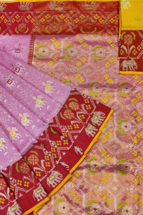 PURE PATOLA DESIGN ZAMAWAR WITH BOTH SIDES BIG PATOLA BORDER ZARIKOTA HANDLOOM SAREE_Z37