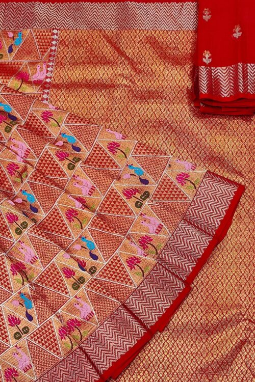 PURE GOLD DESIGNER ZAMAWAR WITH BOTH SIDES BIG KANCHI BORDER ZARIKOTA HANDLOOM SAREE_Z38