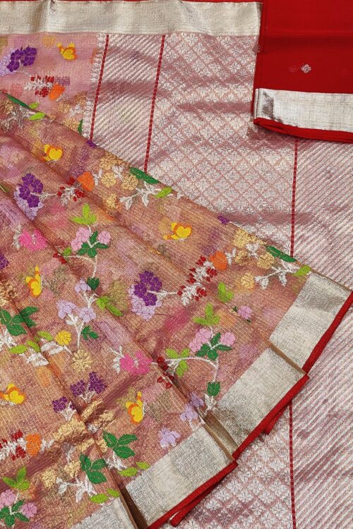 PURE GOLD TISEUE ALL OVER JAAL ZARIKOTA HANDLOOM SAREE WITH BLOUSE_T-177