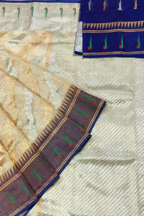 PURE GOLD TISEUE ALL OVER JAAL ZARIKOTA HANDLOOM SAREE WITH BLOUSE_T-179