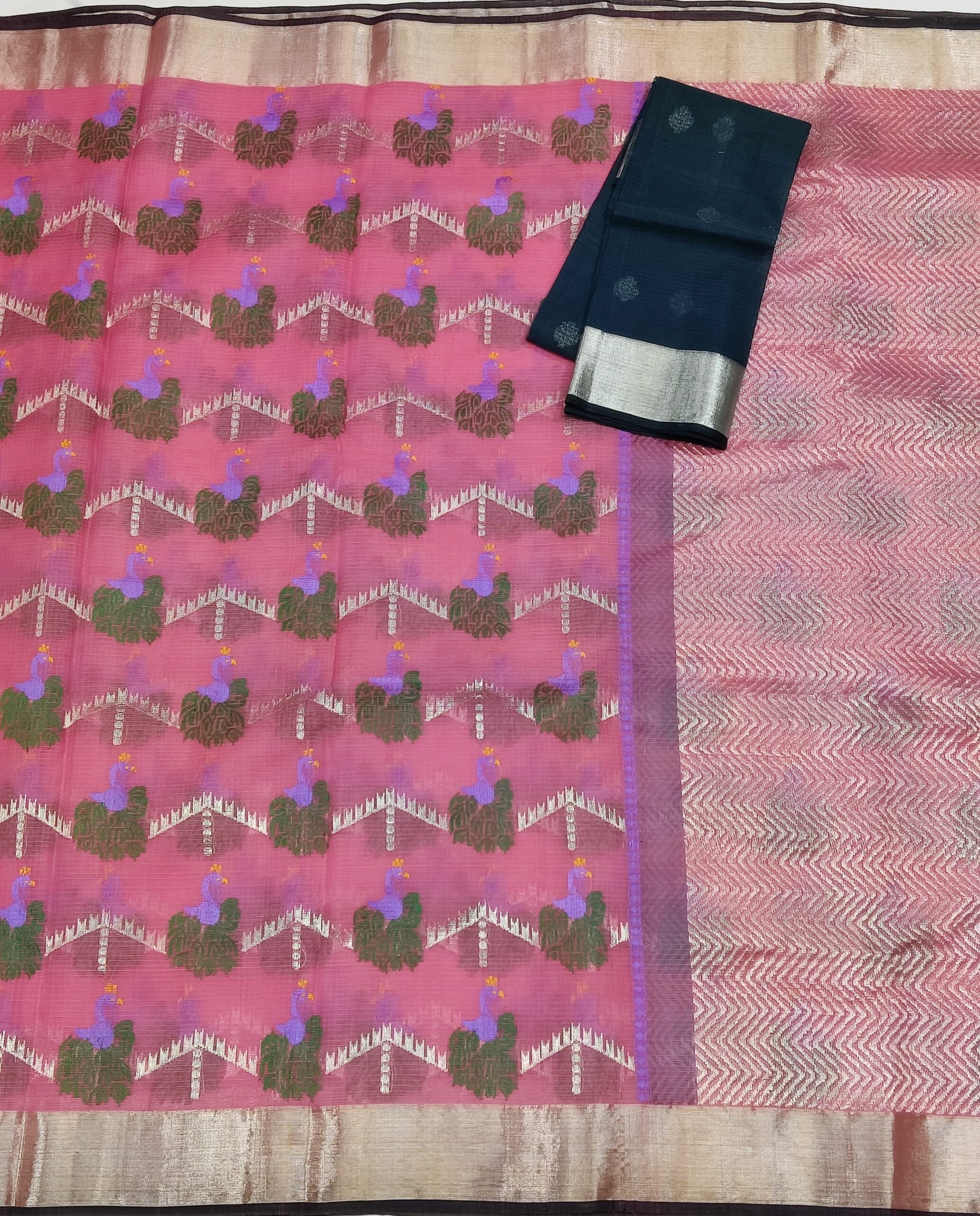 PURE ALL OVER JAAL ZARIKOTA HANDLOOM SAREE WITH BLOUSE_J363 - Image 3