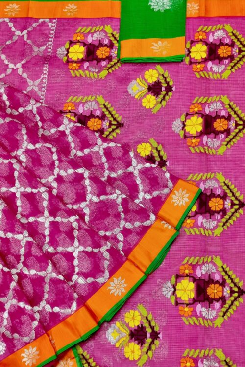 PURE HALF BY HALF ALL OVER JAAL  ZARIKOTA HANDLOOM SAREE WITH BLOUSE_J368