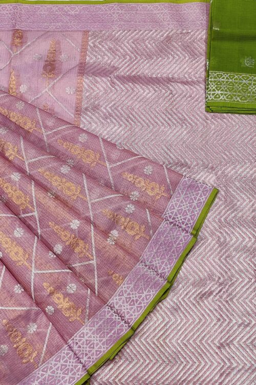 PURE GOLD TISEUE ALL OVER JAAL WITH BOTH SIDE KANCHI BORDER ZARIKOTA HANDLOOM SAREE WITH BLOUSE_T-186