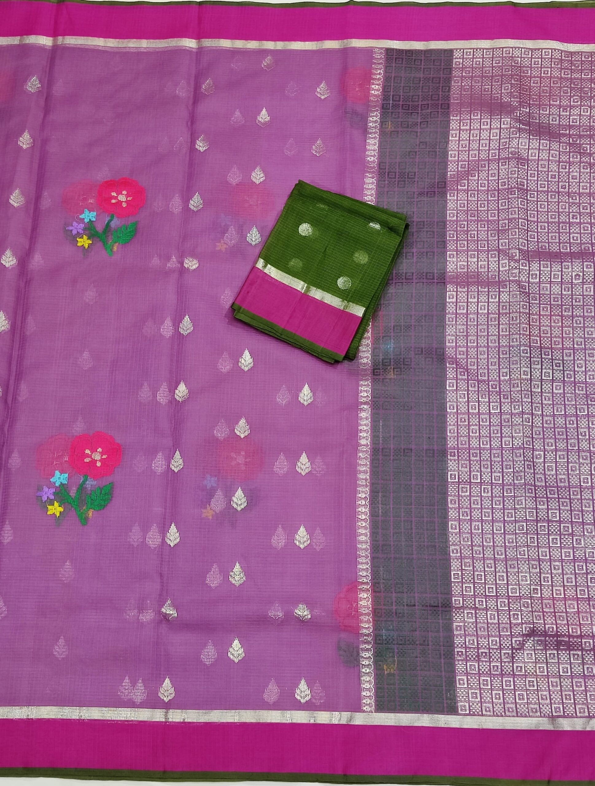 PURE ZARIKOTA HANDLOOM BUTA SAREE WITH BLOUSE B924 - Image 3