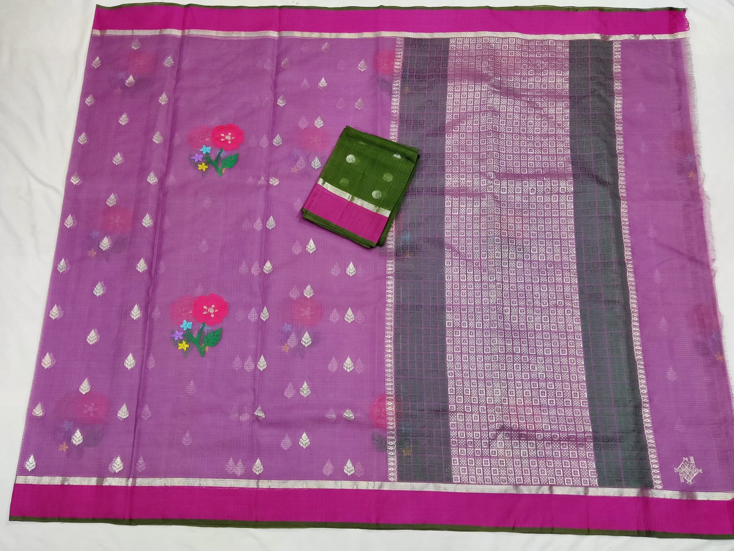 PURE ZARIKOTA HANDLOOM BUTA SAREE WITH BLOUSE B924 - Image 4