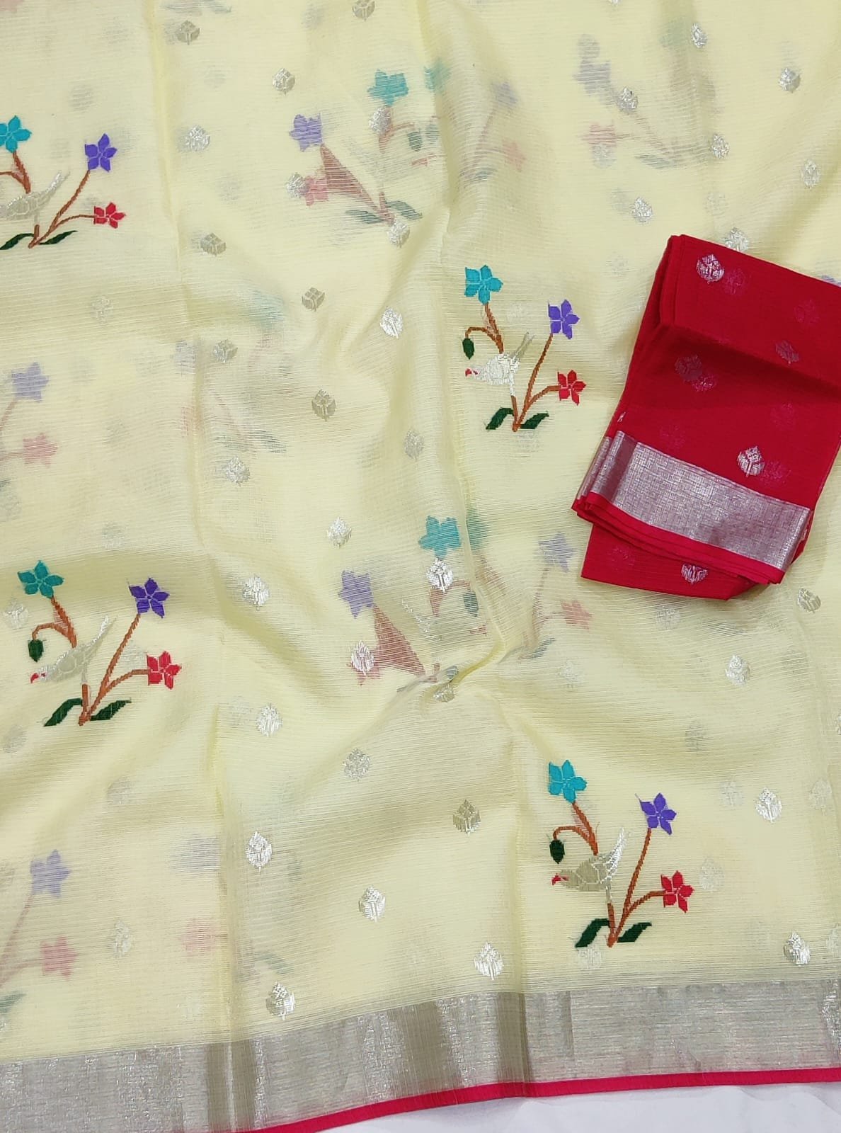 PURE ZARIKOTA HANDLOOM BUTA SAREE WITH BLOUSE B926 - Image 2