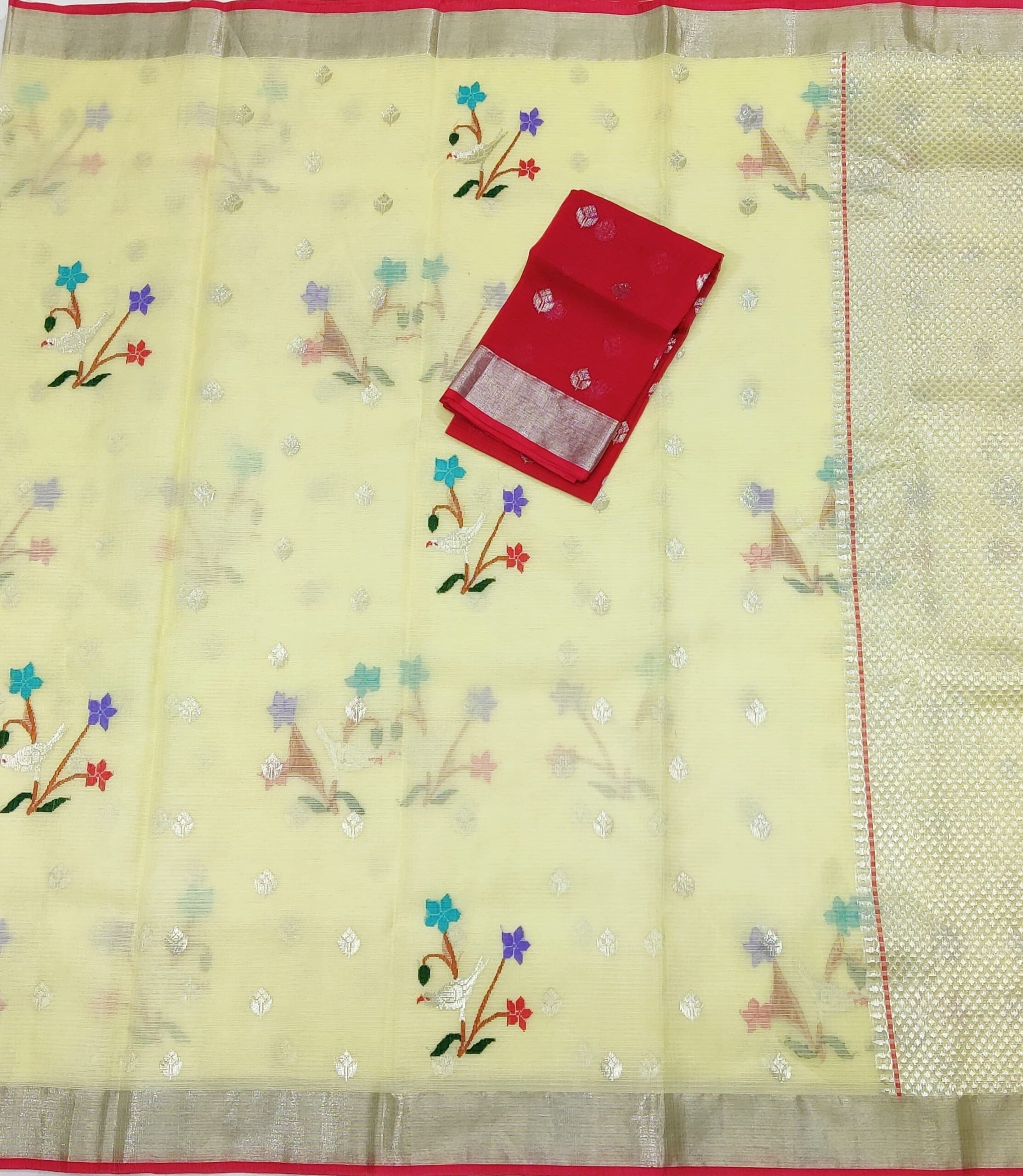 PURE ZARIKOTA HANDLOOM BUTA SAREE WITH BLOUSE B926 - Image 3