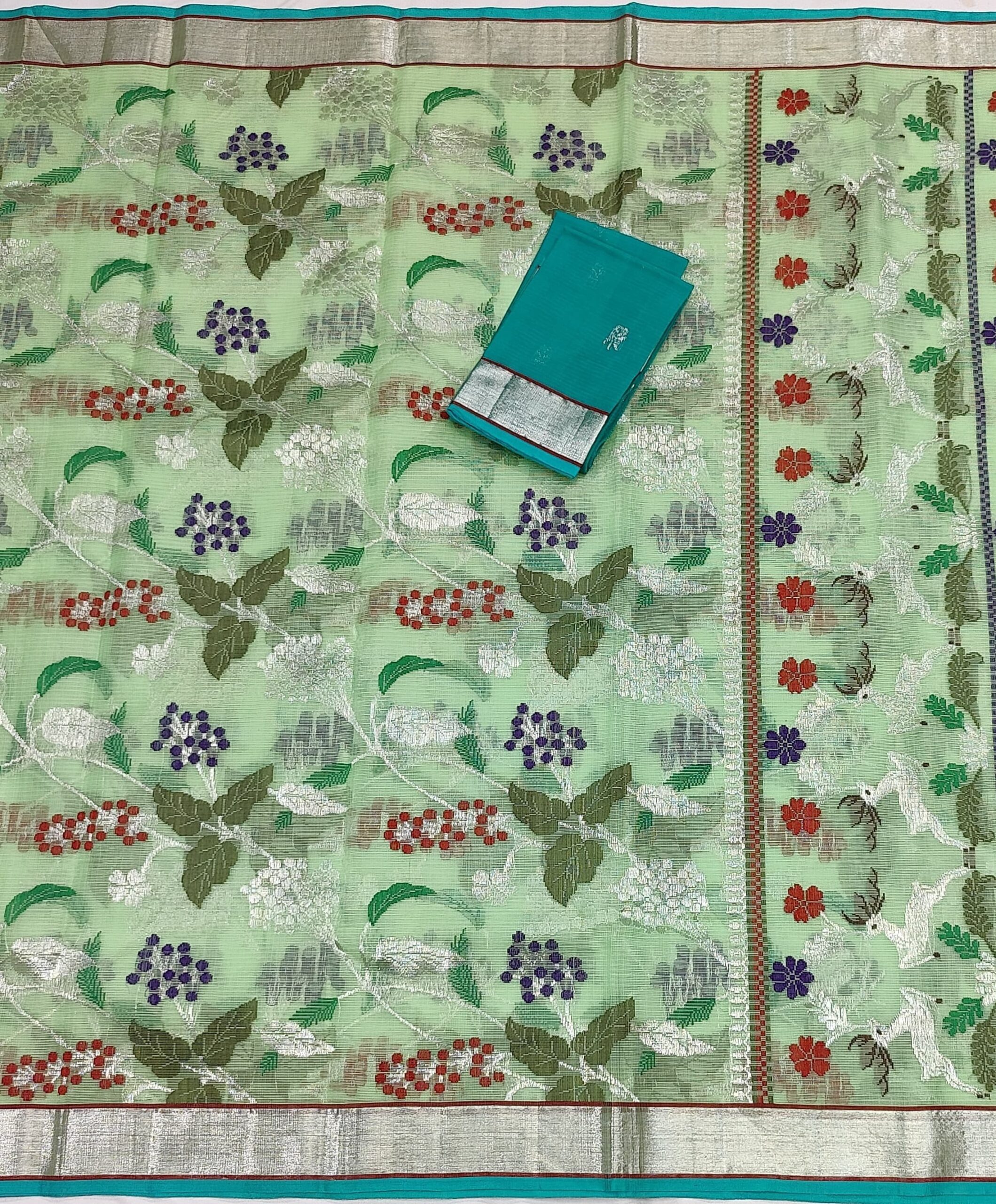 PURE ALL OVER JAAL ZARIKOTA HANDLOOM SAREE WITH BLOUSE_J377 - Image 3