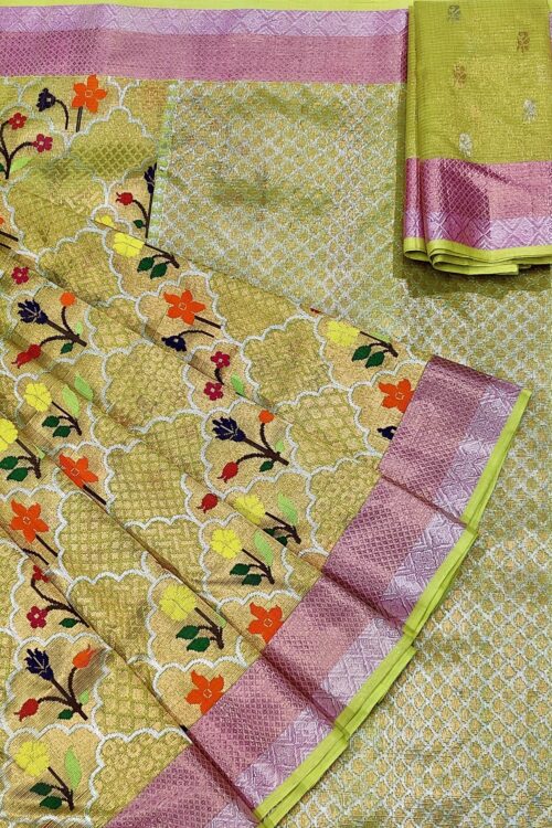 PURE GOLD DESIGNER ZAMAWAR ZARIKOTA HANDLOOM SAREE_Z39
