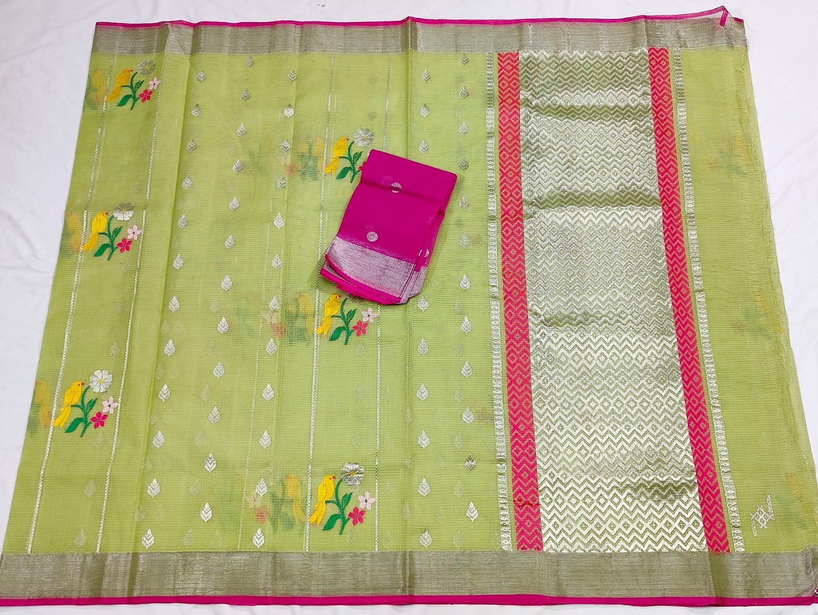 PURE ZARIKOTA HANDLOOM BUTA SAREE WITH BLOUSE B954 - Image 4