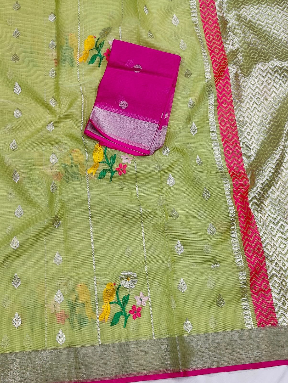 PURE ZARIKOTA HANDLOOM BUTA SAREE WITH BLOUSE B954 - Image 2