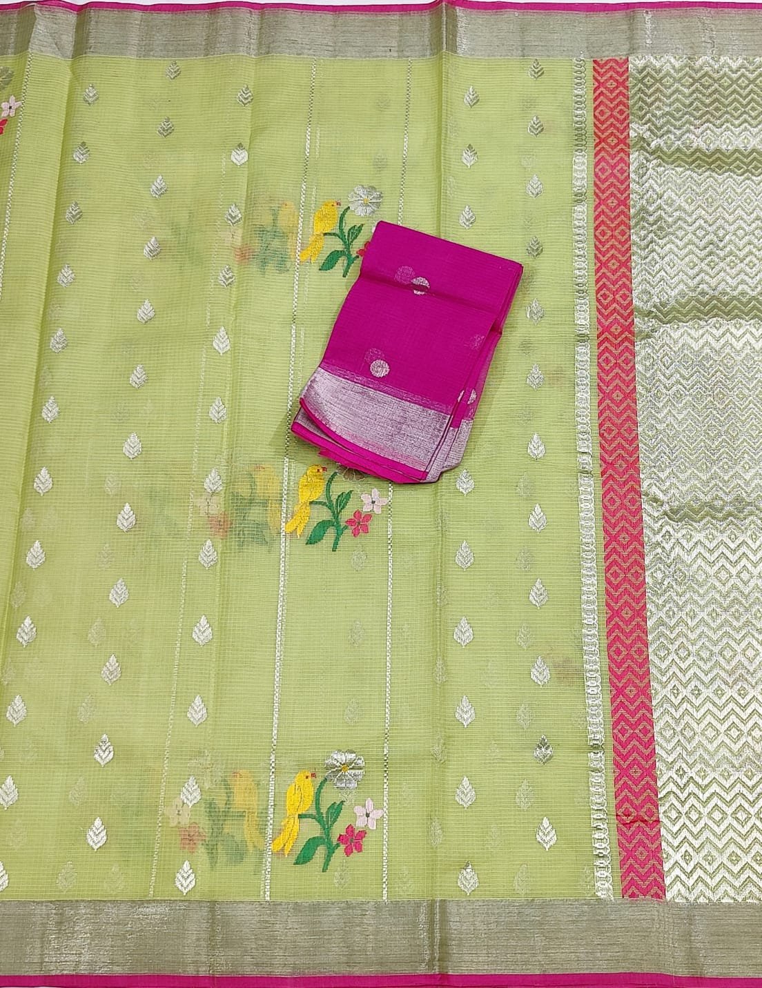 PURE ZARIKOTA HANDLOOM BUTA SAREE WITH BLOUSE B954 - Image 3