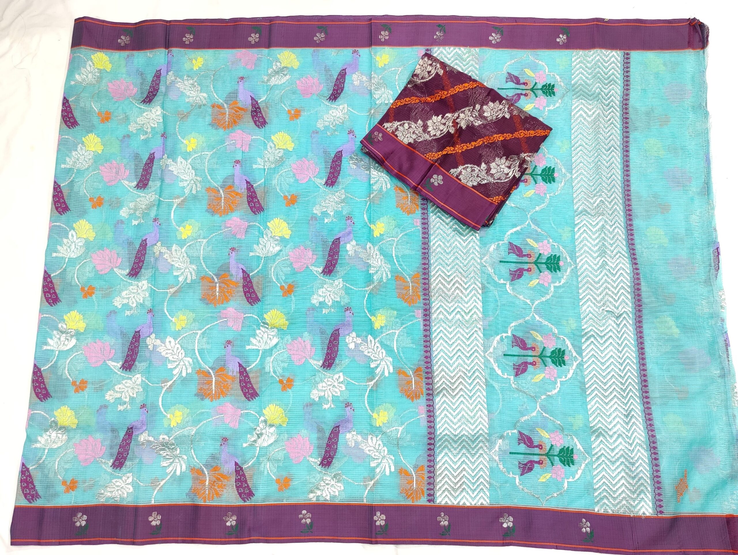 PURE ALL OVER JAAL ZARIKOTA HANDLOOM SAREE WITH BLOUSE_J385 - Image 4