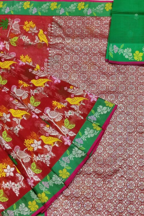 PURE ALL OVER JAAL WITH BOTH SIDE PAITHANI BORDER ZARIKOTA HANDLOOM SAREE WITH BLOUSE_J386