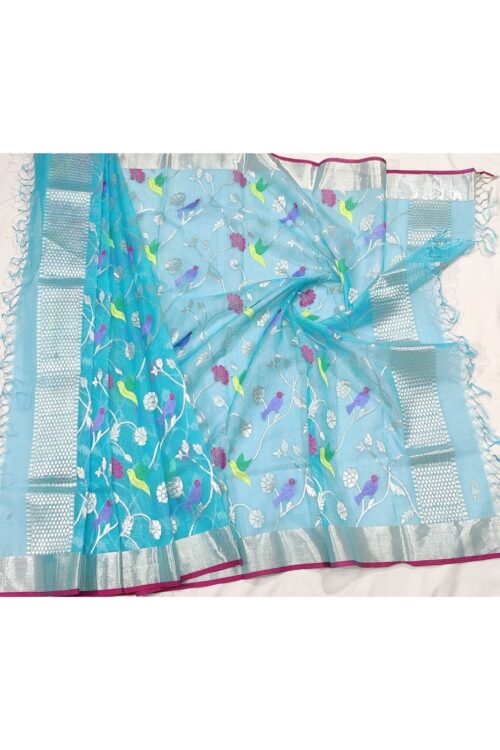 PURE ALL OVER JAAL ZARIKOTA HANDLOOM DUPATTA D-104