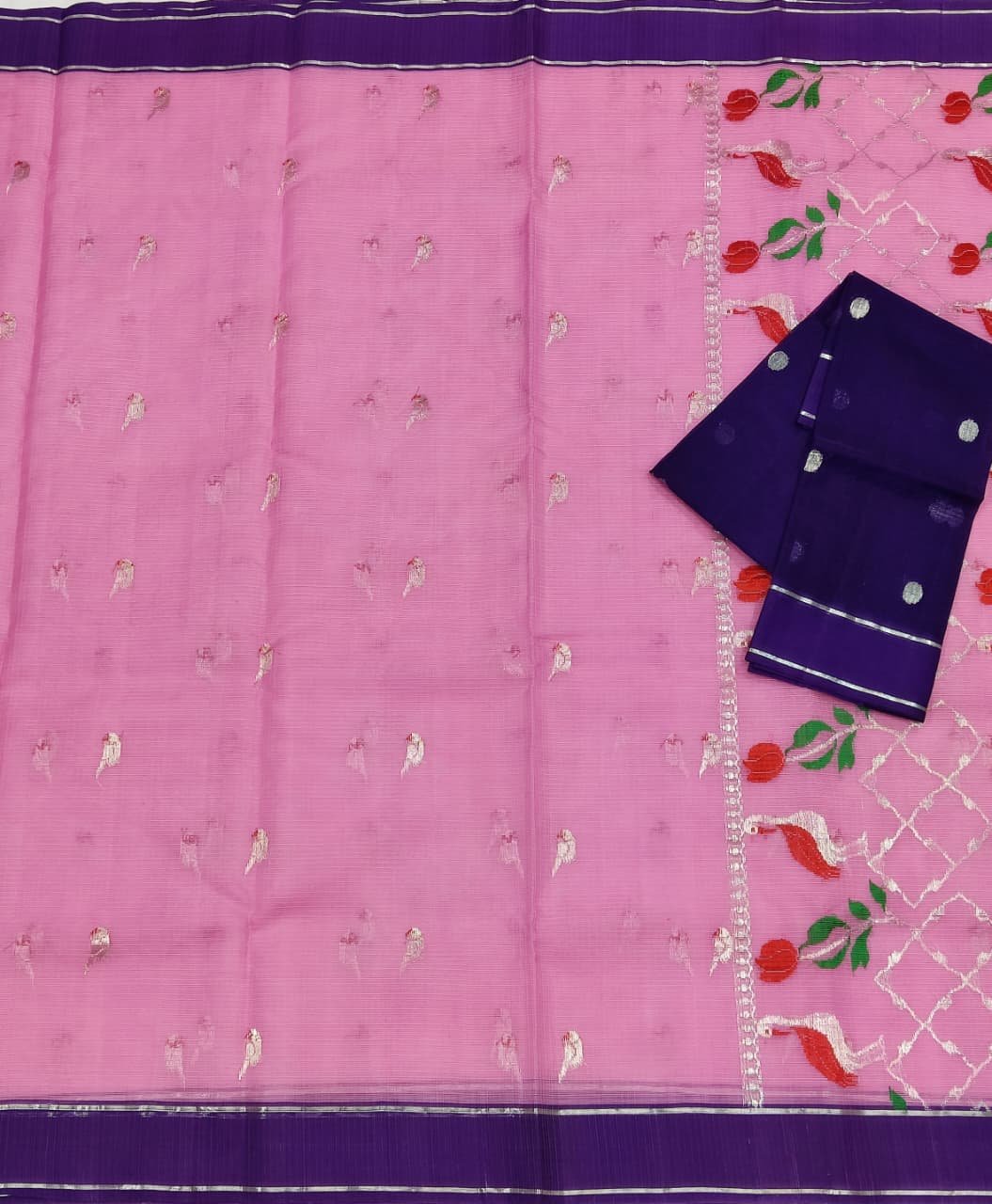 PURE ZARIKOTA HANDLOOM BUTA SAREE WITH BLOUSE B981 - Image 3