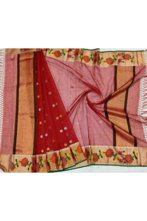 PURE BOTH SIDES PAITHANI BORDER ZARIKOTA HANDLOOM DUPATTA D-109