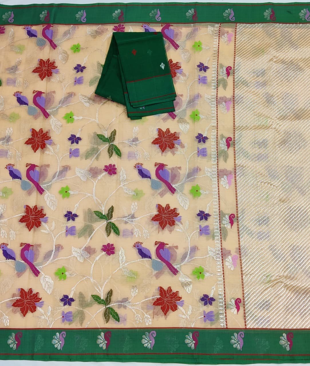 PURE ALL OVER JAAL ZARIKOTA HANDLOOM SAREE WITH BLOUSE_J392 - Image 3