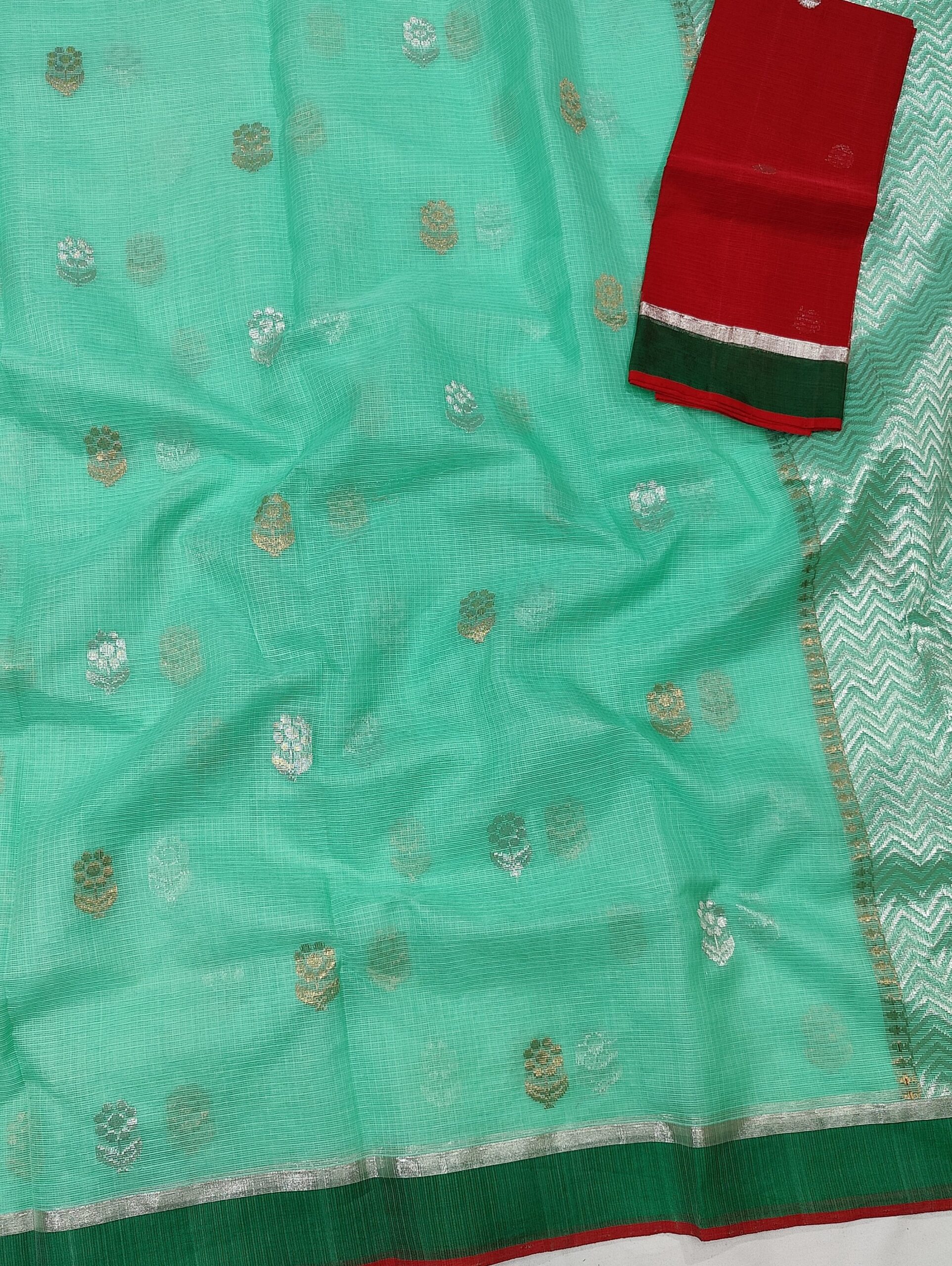 PURE ZARIKOTA HANDLOOM BUTA SAREE WITH BLOUSE B897 - Image 2