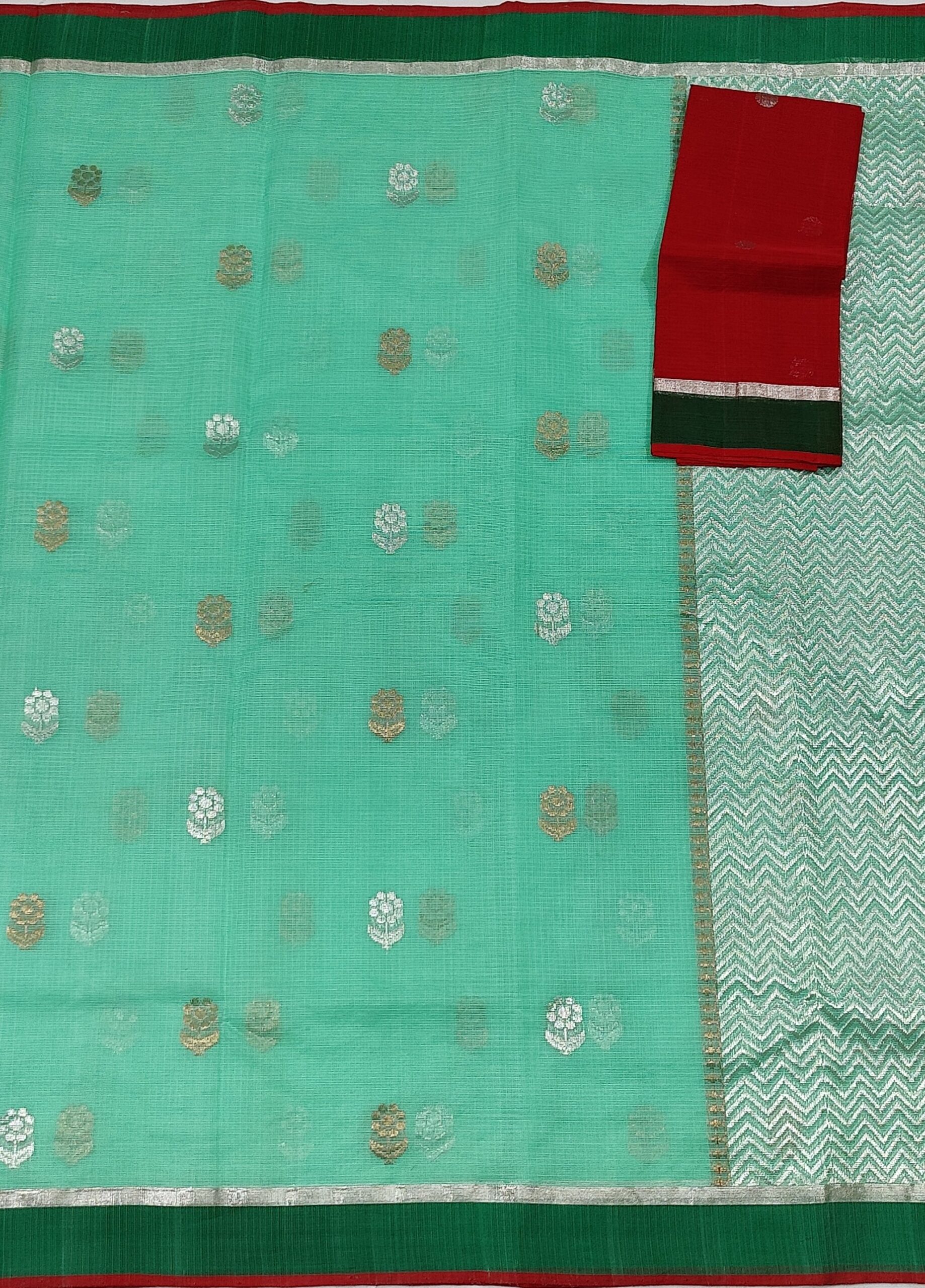 PURE ZARIKOTA HANDLOOM BUTA SAREE WITH BLOUSE B897 - Image 3