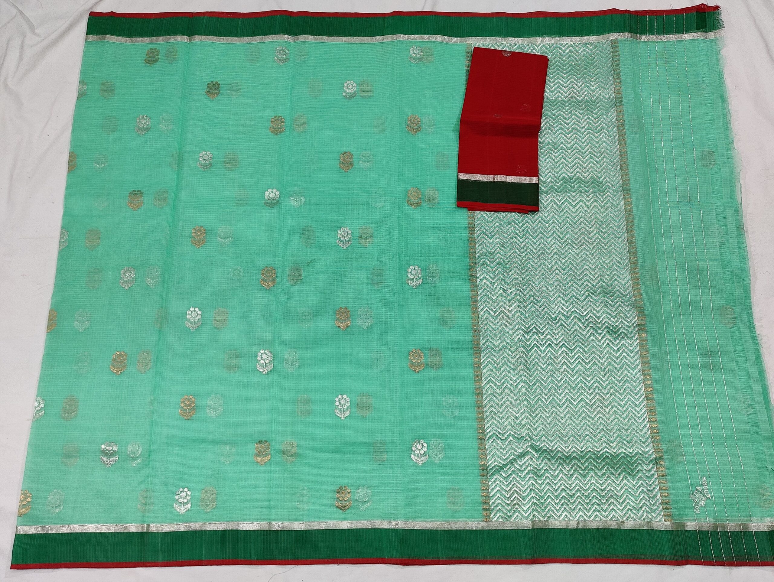 PURE ZARIKOTA HANDLOOM BUTA SAREE WITH BLOUSE B897 - Image 4