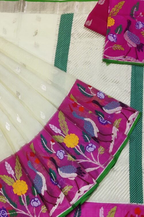 PURE BIG PAITHANI BORDER ZARIKOTA HANDLOOM SAREE S-93