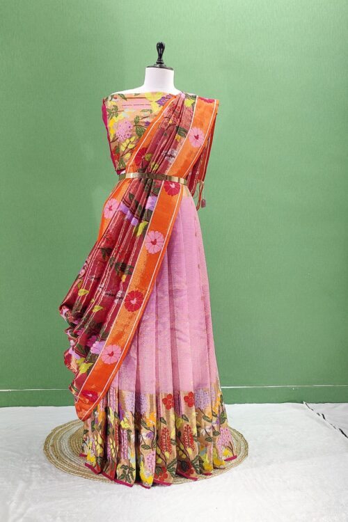 PURE ZARIKOTA HANDLOOM LEHANGA MATERIAL SET – L128