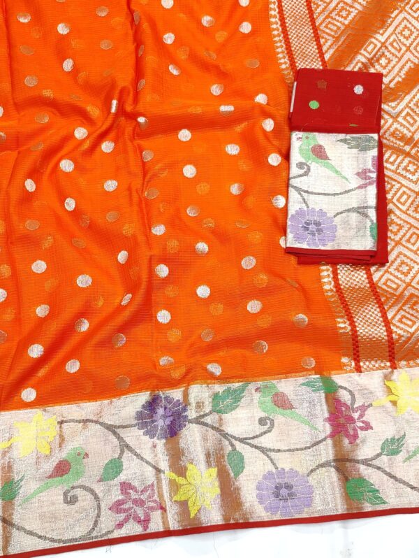 PURE BIG PAITHANI BORDER ZARIKOTA HANDLOOM SAREE S-94 - Image 2