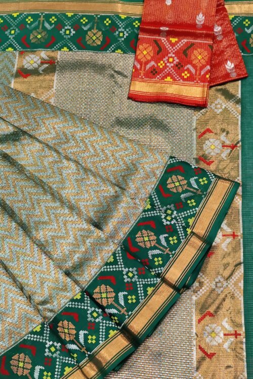 PURE ZAMAWAR WITH BOTH SIDES PATOLA BORDER ZARIKOTA HANDLOOM SAREE_Z47