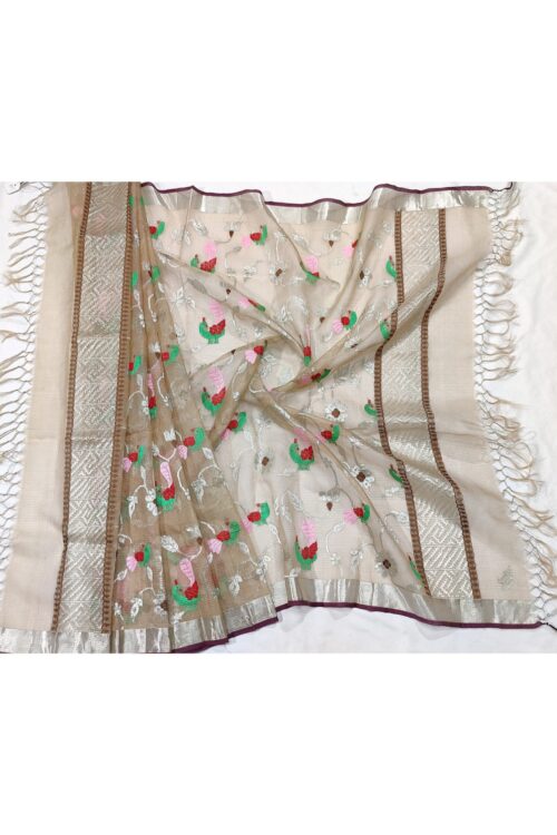 PURE ALL OVER JAAL ZARIKOTA HANDLOOM DUPATTA D-119