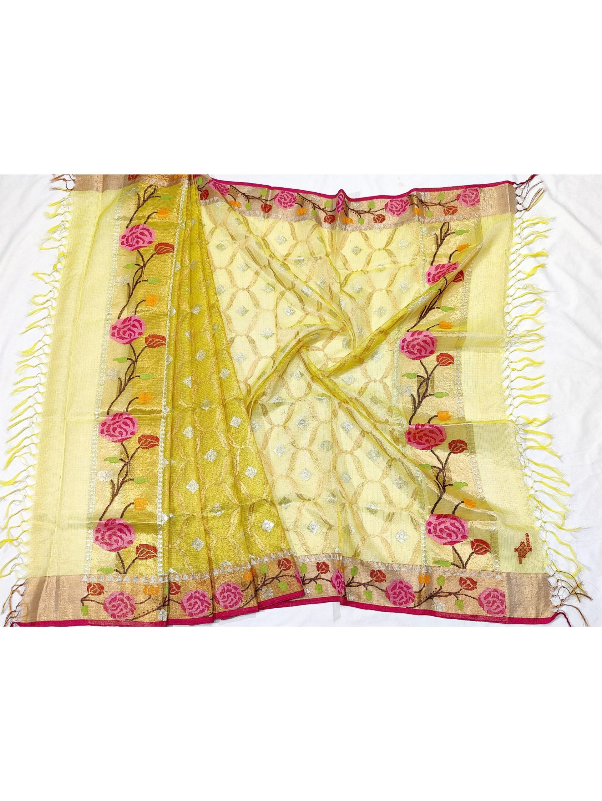 PURE GOLD TISSUE ALL OVER JAAL WITH BOTH SIDES PAITHANI BORDER ZARIKOTA HANDLOOM DUPATTA D-123