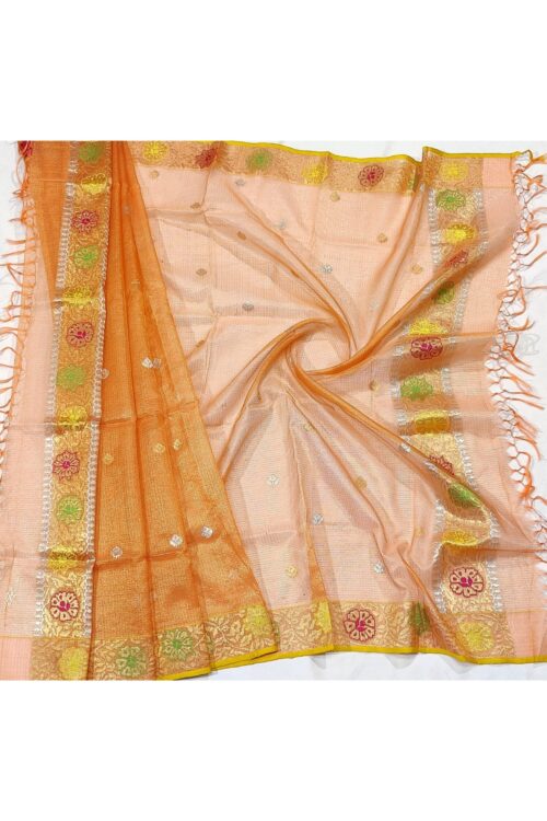 PURE GOLD TISSUE BOTH SIDE KANCHI BORDER ZARIKOTA HANDLOOM DUPATTA D-124