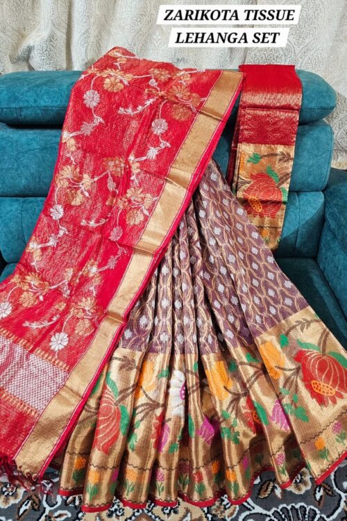 PURE ZARIKOTA HANDLOOM LEHANGA MATERIAL SET – L139