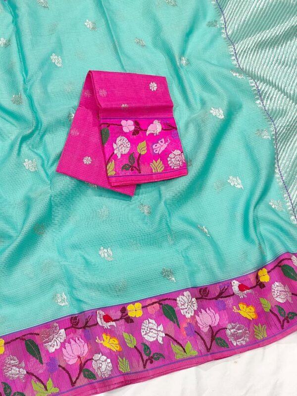 PURE BOTH SIDE PAITHANI BORDER ZARIKOTA HANDLOOM SAREE S-99 - Image 2