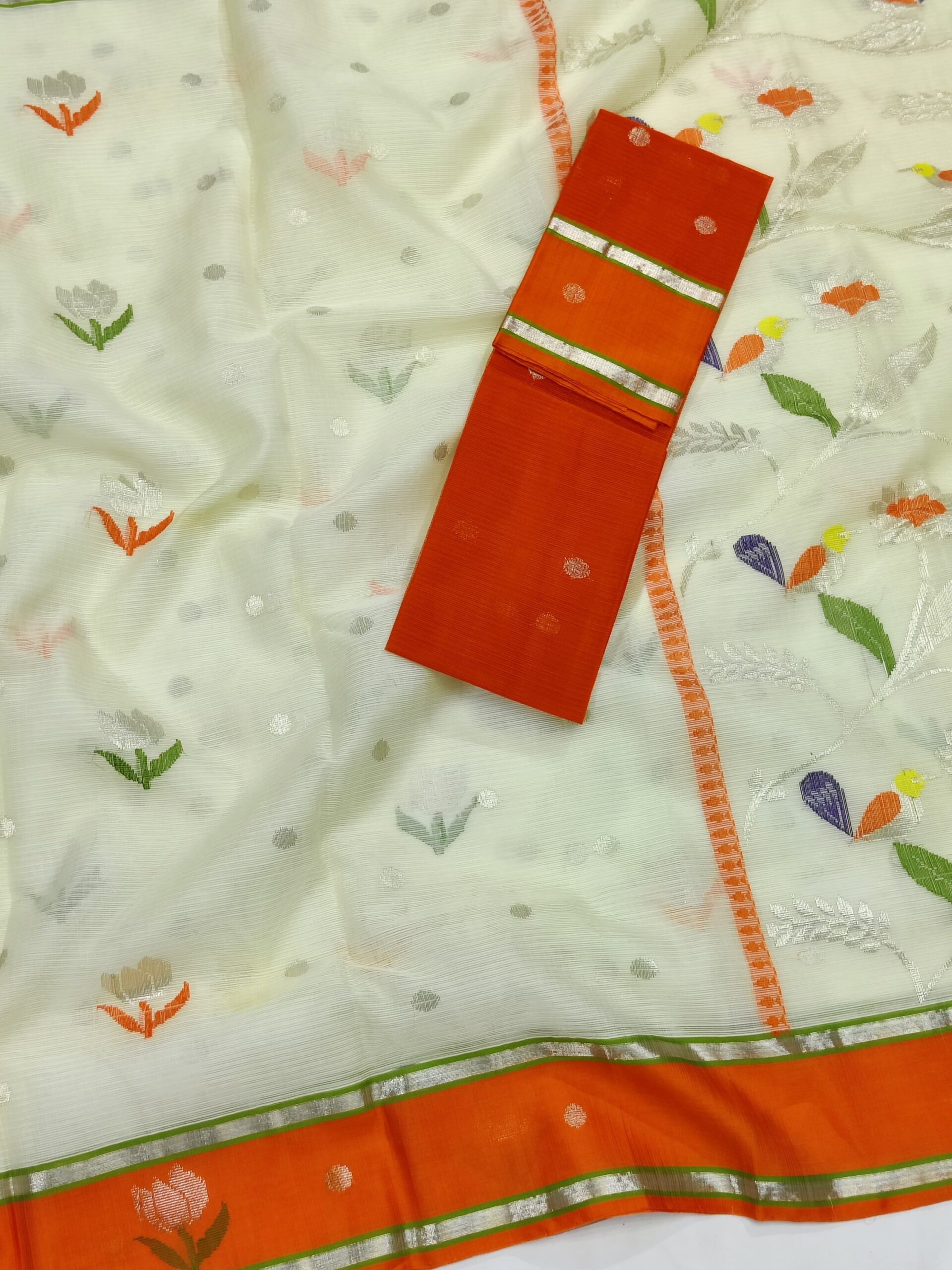 PURE ZARIKOTA HANDLOOM BUTA SAREE WITH BLOUSE B1231 - Image 2