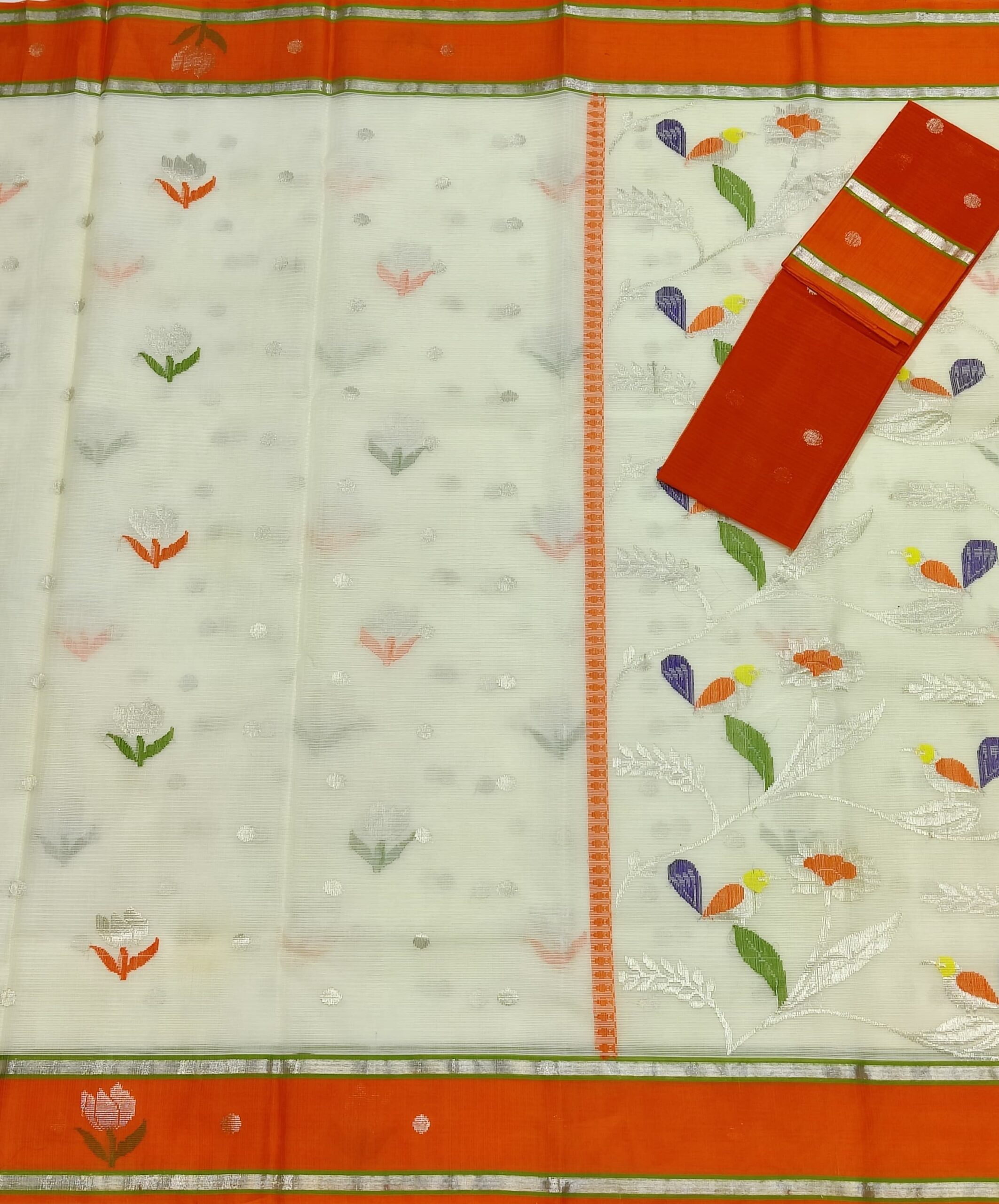 PURE ZARIKOTA HANDLOOM BUTA SAREE WITH BLOUSE B1231 - Image 3