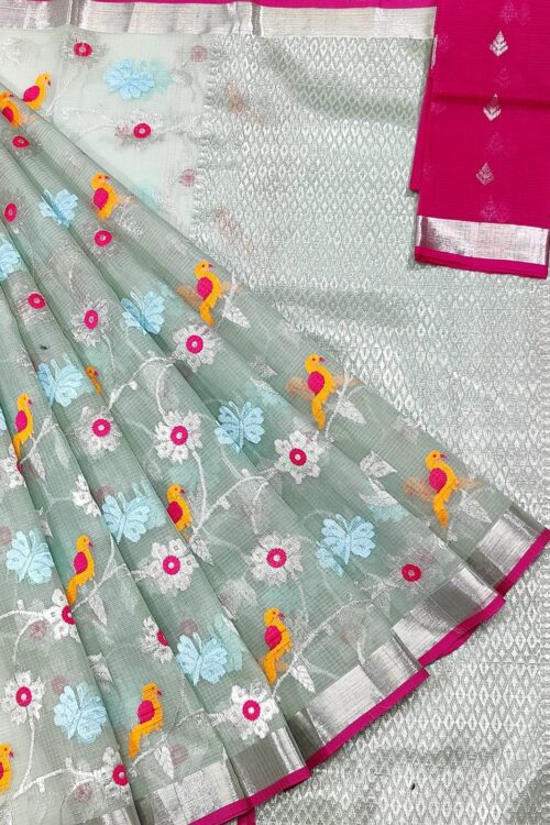 PURE ALL OVER JAAL ZARIKOTA HANDLOOM SAREE WITH BLOUSE_J431