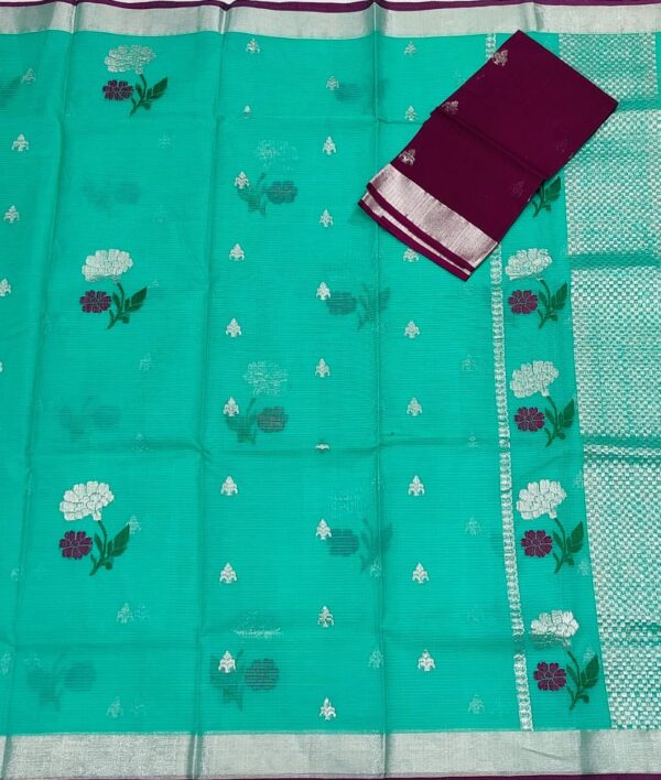 PURE ZARIKOTA HANDLOOM BUTA SAREE WITH BLOUSE B1193 - Image 3
