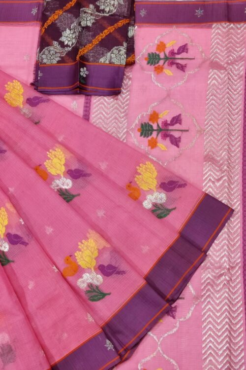 PURE ZARIKOTA HANDLOOM BUTA SAREE WITH ALL OVER JAAL BLOUSE B1196
