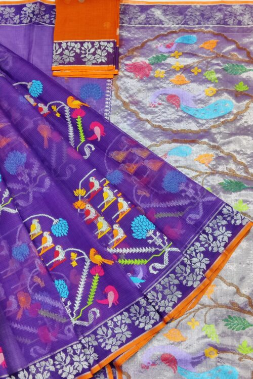 PURE BOTH SIDE KANCHI BORDER WITH BIG BUTTAS ZARIKOTA HANDLOOM SAREE K-46