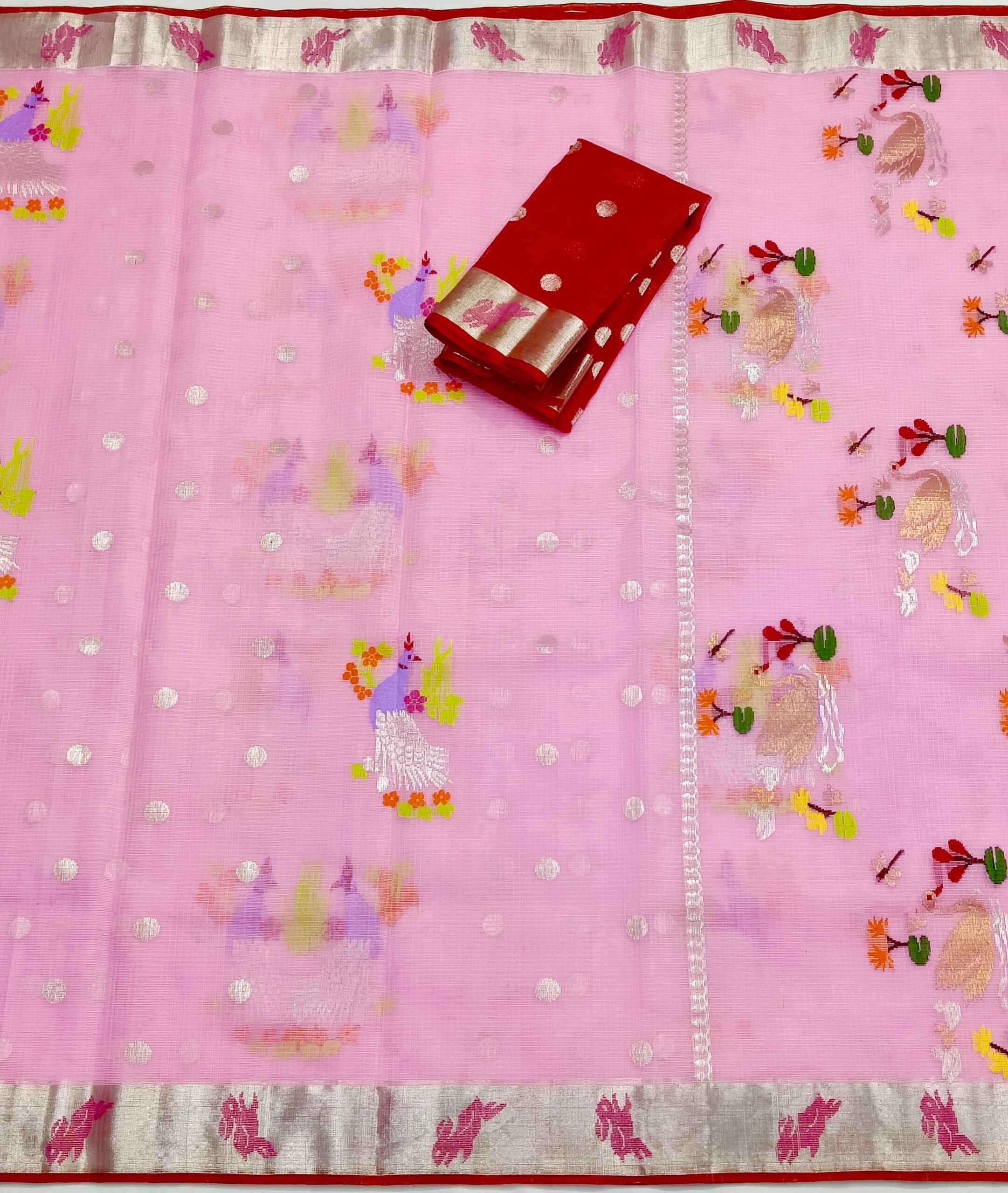 PURE ZARIKOTA HANDLOOM BUTA SAREE WITH BLOUSE B1225 - Image 3