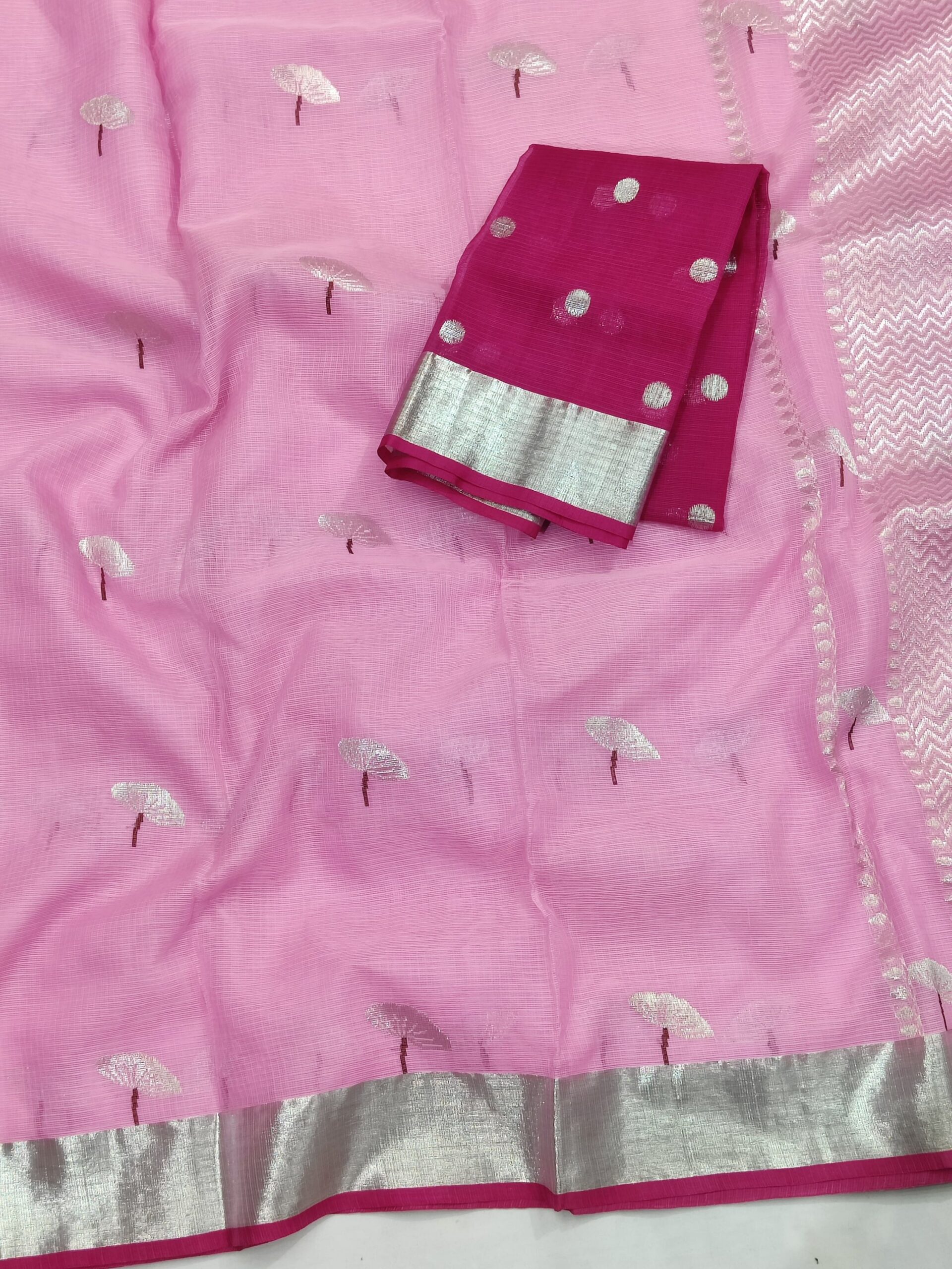 PURE ZARIKOTA HANDLOOM BUTA SAREE WITH BLOUSE B1227 - Image 2