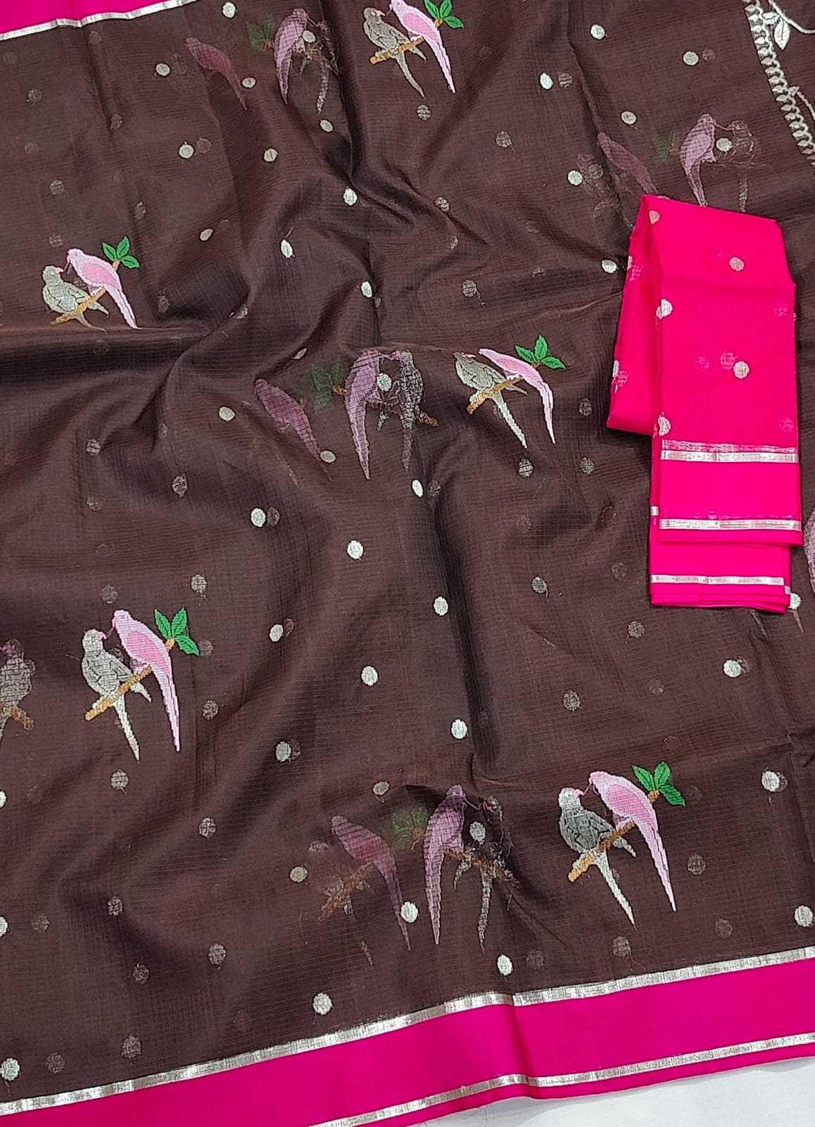 PURE ZARIKOTA HANDLOOM BUTA SAREE WITH BLOUSE B1228 - Image 2