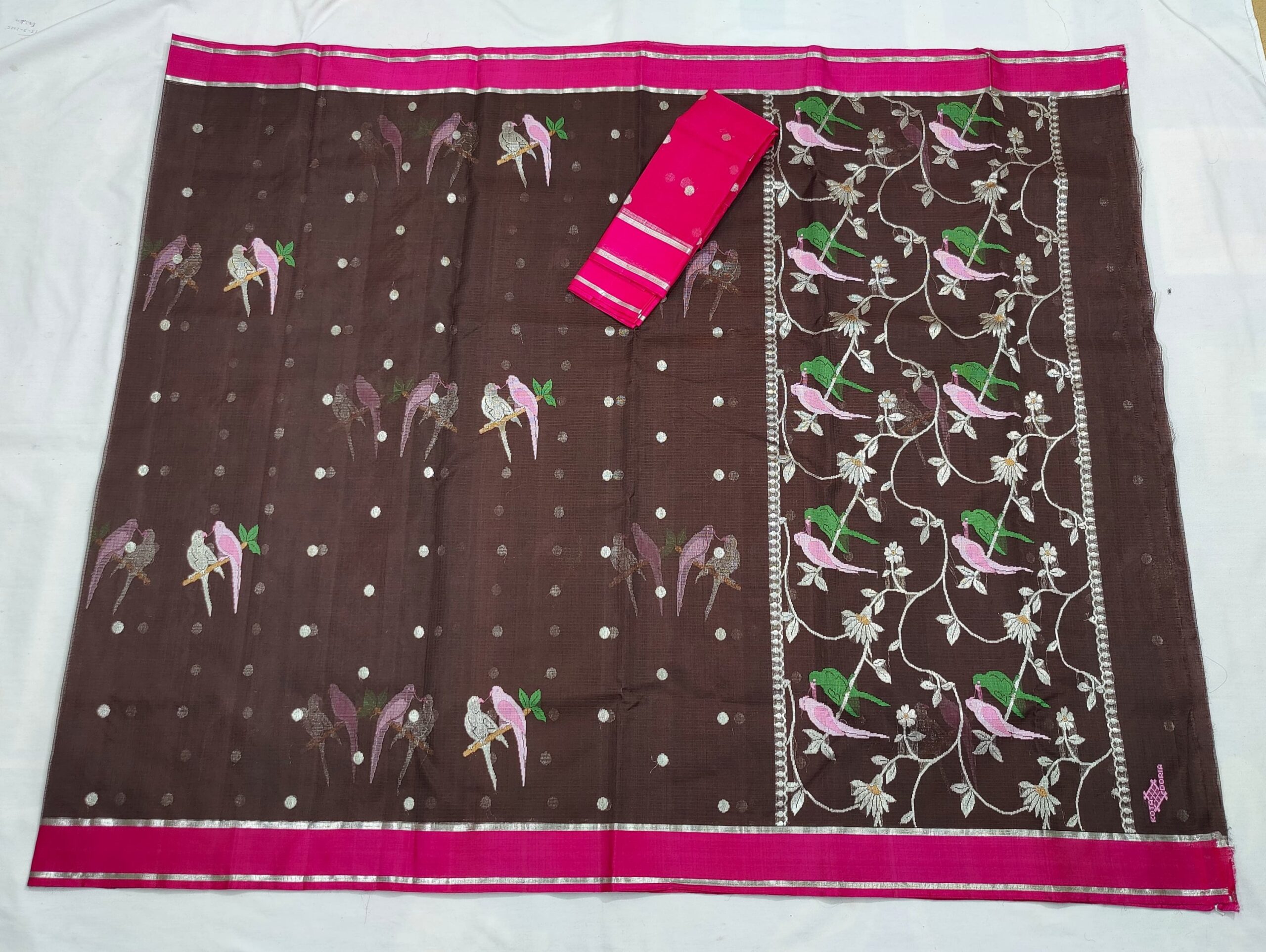 PURE ZARIKOTA HANDLOOM BUTA SAREE WITH BLOUSE B1228 - Image 4