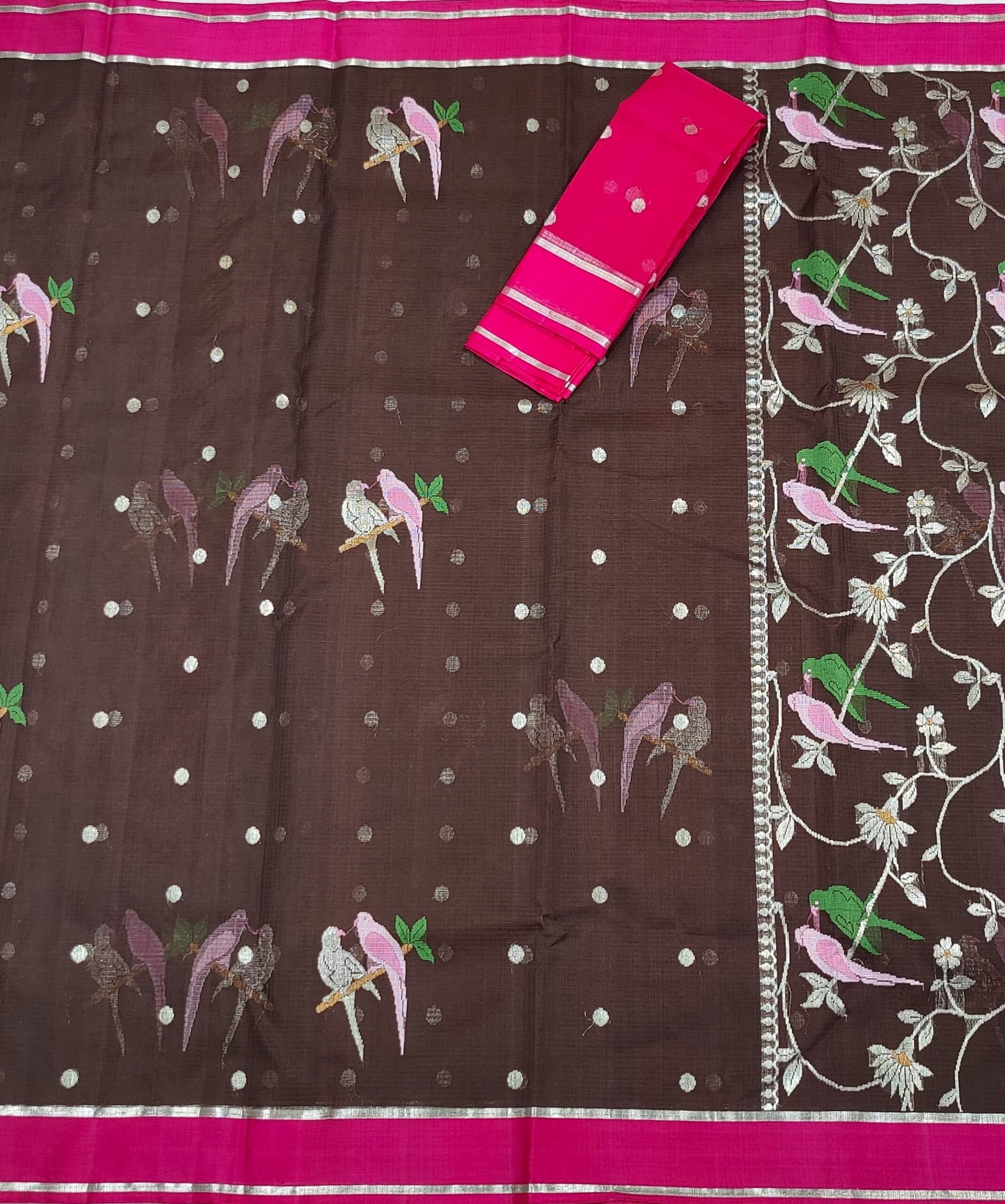 PURE ZARIKOTA HANDLOOM BUTA SAREE WITH BLOUSE B1228 - Image 3