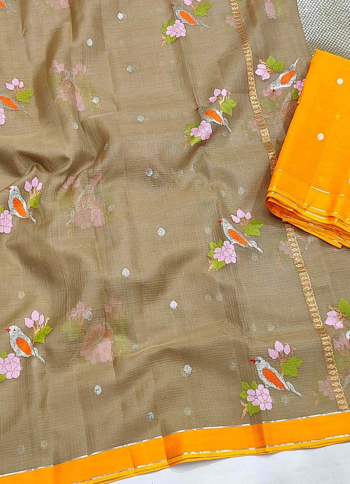 PURE ZARIKOTA HANDLOOM BUTA SAREE WITH BLOUSE B1229 - Image 2