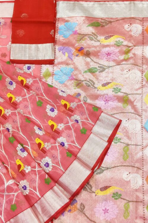 PURE ALL OVER JAAL ZARIKOTA HANDLOOM SAREE WITH BLOUSE_J454