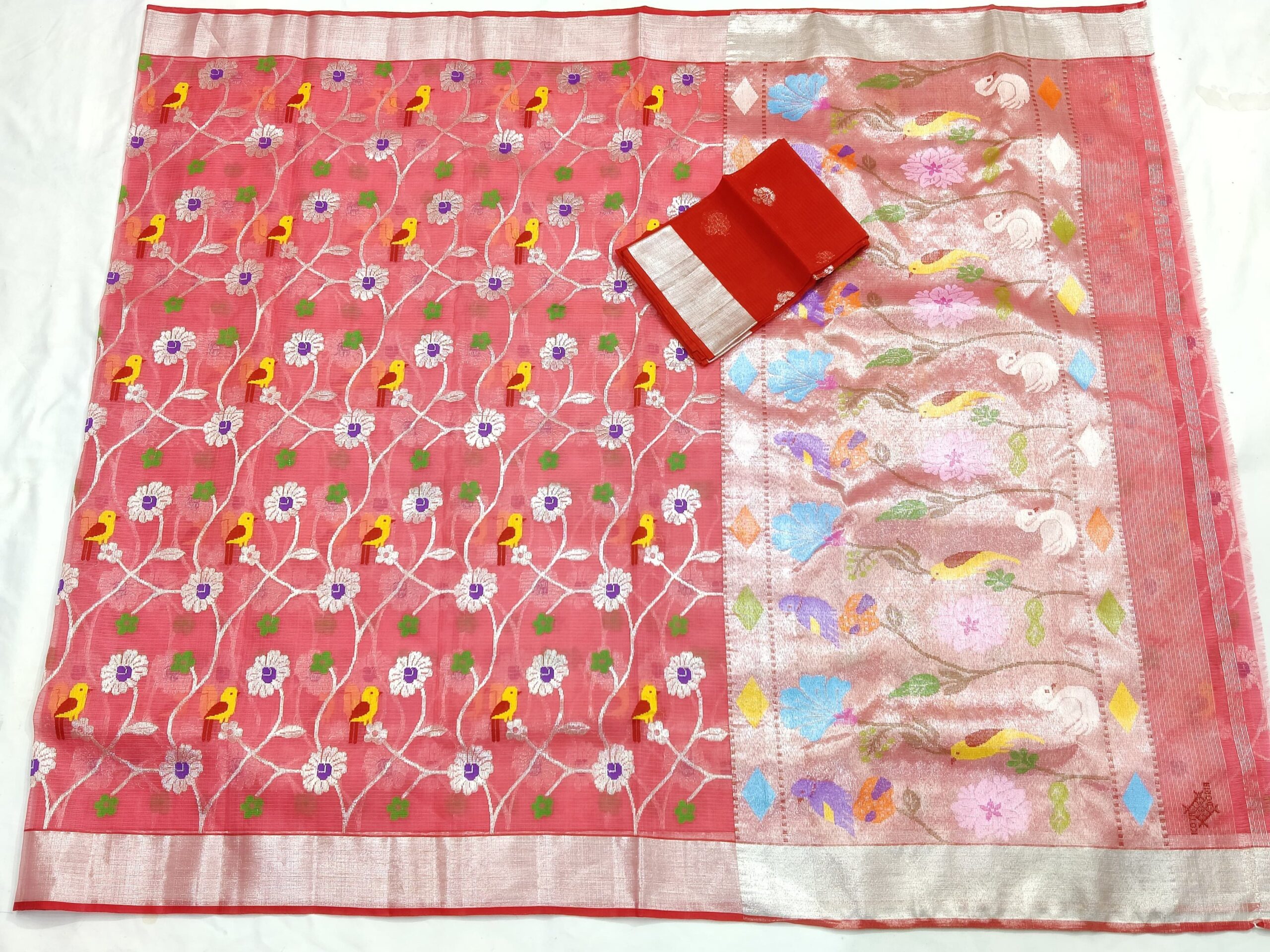 PURE ALL OVER JAAL ZARIKOTA HANDLOOM SAREE WITH BLOUSE_J454 - Image 4