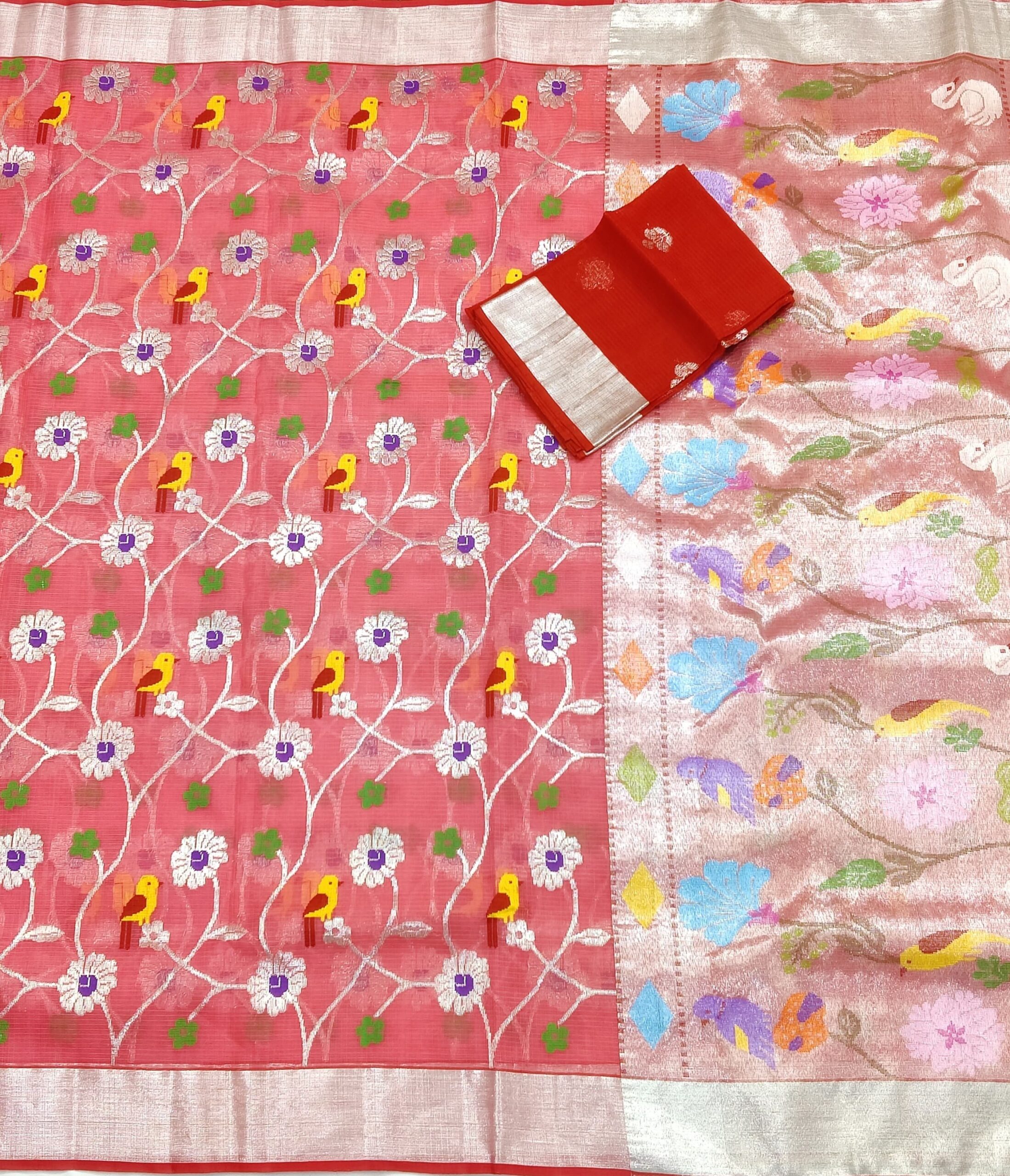 PURE ALL OVER JAAL ZARIKOTA HANDLOOM SAREE WITH BLOUSE_J454 - Image 3